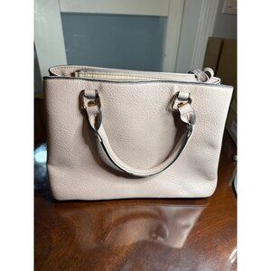 Mathew & Julian Blush Pink Faux Leather Handbag With Gold Accents Double Handles